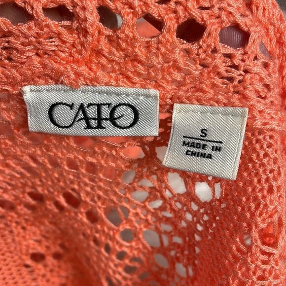 Cato Ladies Crocheted Shrug Sweater Cardigan Size Small Coral - Picture 3 of 6